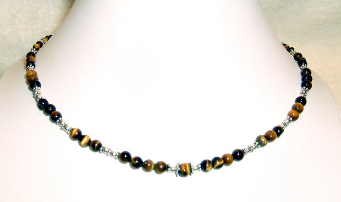 .925 SS Tigereye Graduated Bead Necklace - 18 Inches