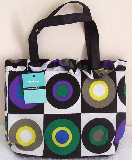 Girls Teen Ladies Black Retro Art Canvas Handbag NWT