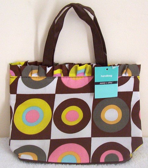 Girls Teen Ladies Brown Retro Art Canvas Handbag #1 NWT