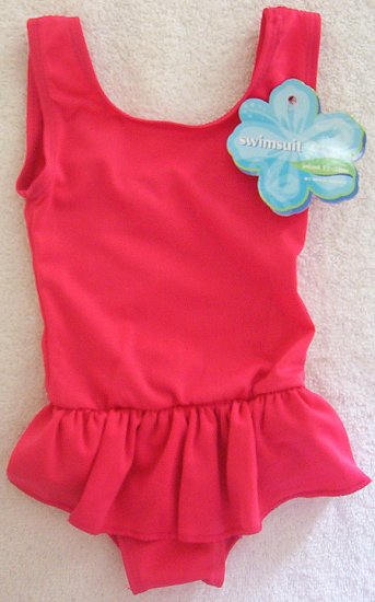 Infant Girl Bright Pink 12m 18m Tank 1 PC Swim Suit NWT