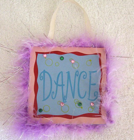 Girls Purple Fur Trim Dance Room Decor Door Sign Brand New!