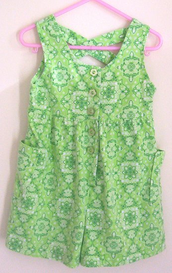 Girls 4T Lime Green Floral One Piece Short Outfit EUC