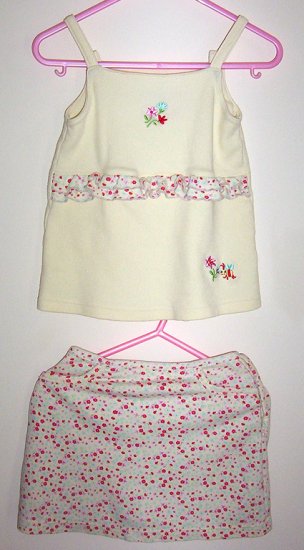 Girls 4T Pale Yellow Embroidered Floral Skort Set EUC