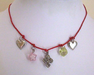 Teen Red Leather Charm Choker Necklace - New Item!