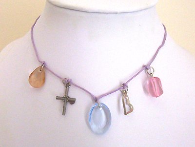 Teen Lilac Leather Charm Choker Necklace - New Item!