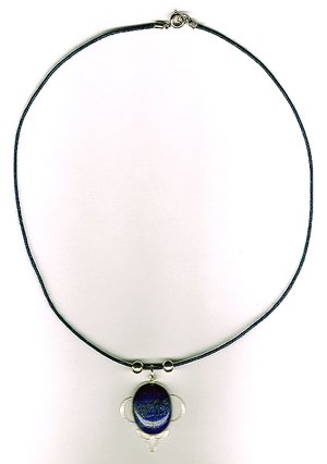 Genuine .925 SS Lapis Leather Necklace - New Item