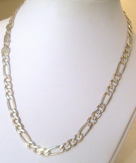 .925 Silver Large Man Figaro Chain 20 inch 42 grams