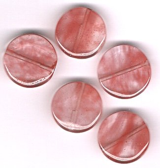 Cherry Quartz 16 mm Round Disc Beads - Lot of 5 Beads