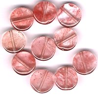 Cherry Quartz 10 mm Round Disc Beads - Lot of 10 Beads