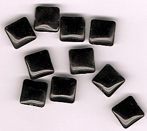 Genuine Black Onyx 10mm Puffy Square Tile Beads - Lot of 10