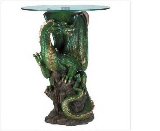 Alabaster Dragon Glass End Table