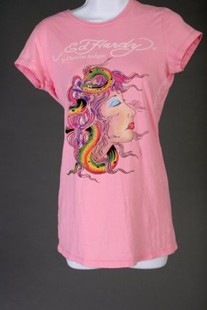NWT Pink Ed Hardy Medusa Womens T-Shirt Medium