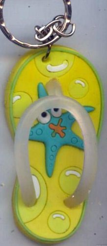 Flip Flops Beach Sandals Freaky Friends Keychain Yellow Starfish #0142