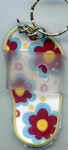 Flip Flops Beach Sandals Keychain Yellow Starfish Pink & Blue Flower Power #0140