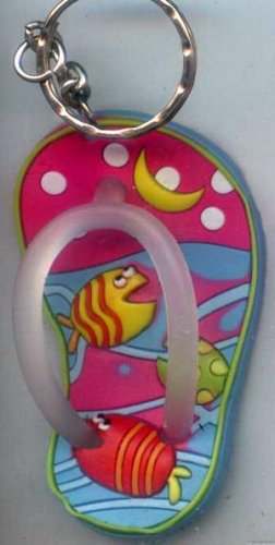 Flip Flops Beach Sandals Keychain Freaky Friends Pink Night Tropical Fish #0127