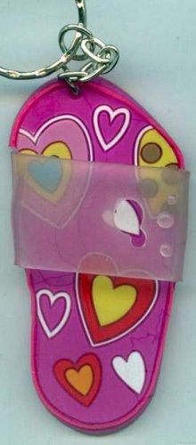 Flip Flops Beach Sandals Keychain Purple Orange Yellow & White Hippie Power Hearts #0120