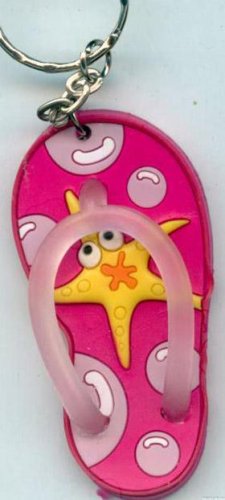 Flip Flops Beach Sandals Keychain Freaky Friends Starfish Pink #0143