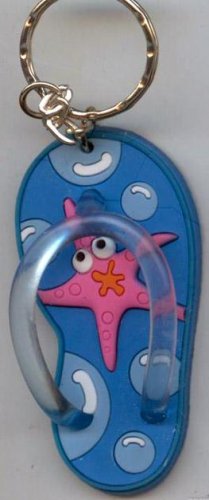 Flip Flops Beach Sandals Keychain Freaky Friends Starfish Blue #0111