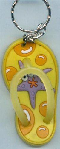 Flip Flops Beach Sandals Keychain Freaky Friends Starfish Yellow #0106