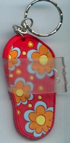 Flip Flops Beach Sandals Keychain Pink Blue Orange & Yellow Hippie Flower Power #0114