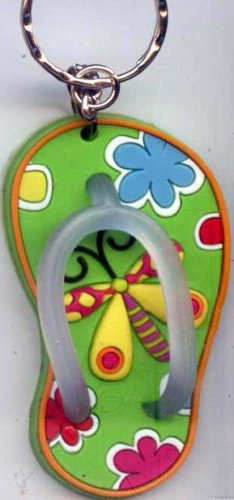 Flip Flops Beach Sandals Keychain Freaky Friends Dragonfly Green #0126