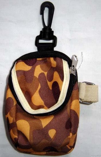 Backpack Style Cell Phone Bag Holder Coin Purse Brown & Gold Camoflauge #0205