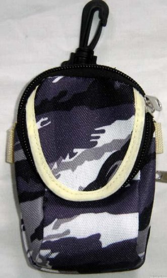 Backpack Style Cell Phone Bag Holder Coin Purse Gray Purple & Blue Camoflauge #0220