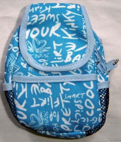 Backpack Style Cell Phone Bag Holder Coin Purse Light Blue Grafitti Sex Kinky Glamour Trendy #0221