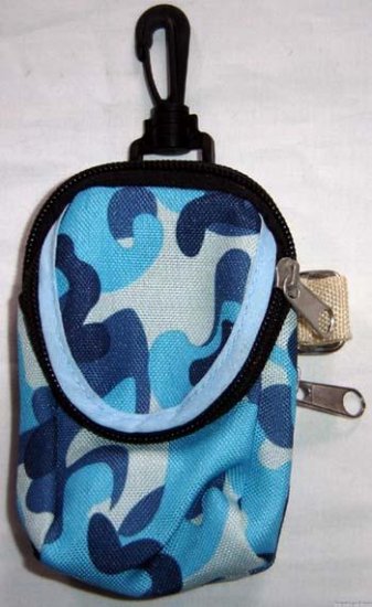 Backpack Style Cell Phone Bag Holder Coin Purse Blue Gray & Green Camoflauge #0201