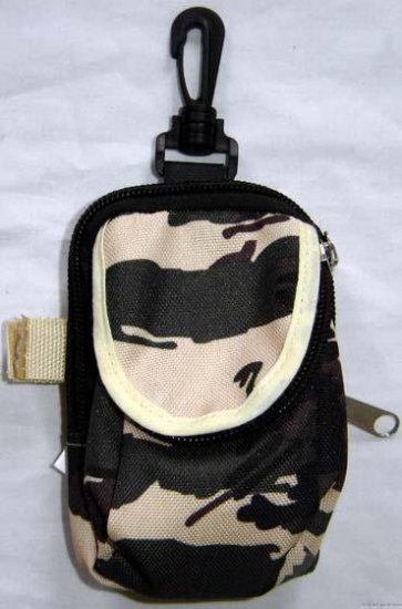 Backpack Style Cell Phone Bag Holder Coin Purse Tan Brown & Green Camoflauge #0225