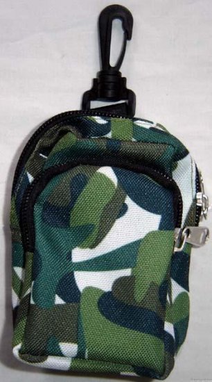 Backpack Style Cell Phone Bag Holder Coin Purse Shades Of Green & White Camoflauge #0232