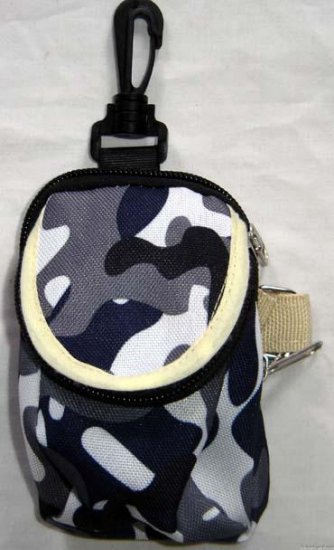 Backpack Style Cell Phone Bag Holder Coin Purse Blue Gray & White Camoflauge #0231