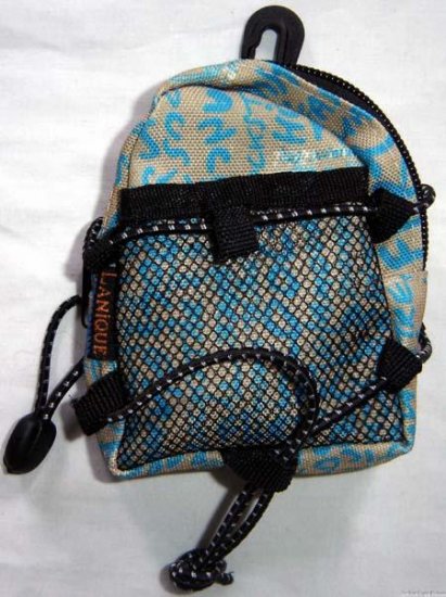 Backpack Style Cell Phone Bag Holder Coin Purse Khaki & Blue Grafitti Sex Kinky Glamour Trendy #0222