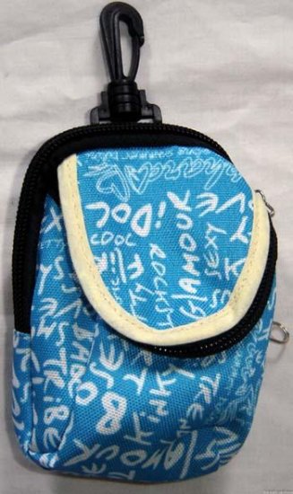Backpack Style Cell Phone Bag Holder Coin Purse Light Blue Grafitti Sex Kinky Glamour Trendy #0224