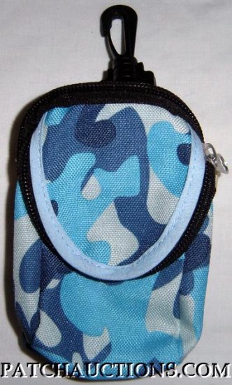 Backpack Style Cell Phone Bag Holder Coin Purse Blues & Gray Camoflauge #0175