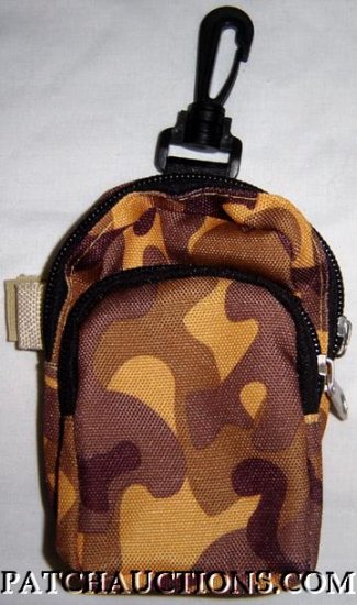 Backpack Style Cell Phone Bag Holder Coin Purse Gold & Brown Camoflauge #0166