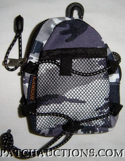 Backpack Style Cell Phone Bag Holder Coin Purse Purple & Gray Camoflauge #0163