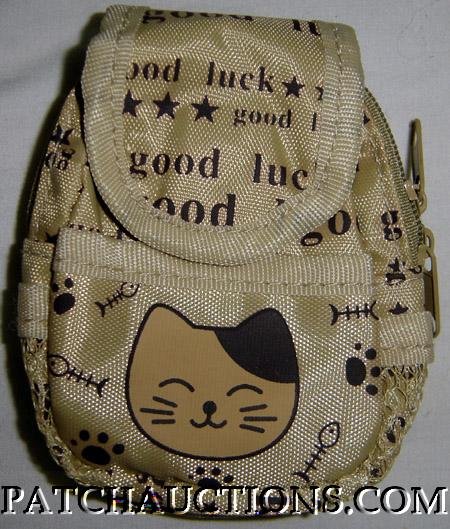 Backpack Style Cell Phone Bag Holder Coin Purse Good Luck Kitty Cat #0177