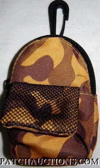 Backpack Style Cell Phone Bag Holder Coin Purse Brown & Gold Camoflauge #0183