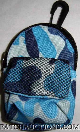 Backpack Style Cell Phone Bag Holder Coin Purse Blues & Gray Camoflauge #0148