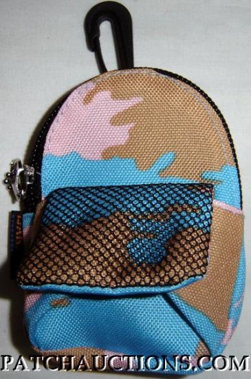 Backpack Style Cell Phone Bag Holder Coin Purse Green & Brown Camoflauge #0160