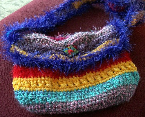Fold over flap over crazy crochet bag!