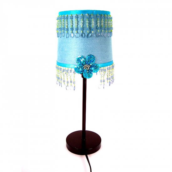 Turquoise and lime-green lamp