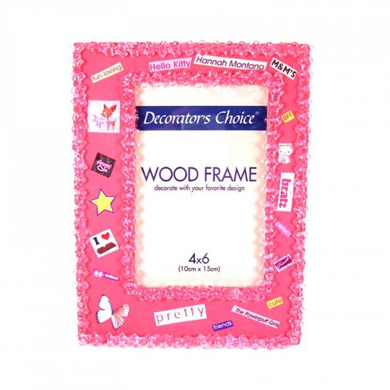 Pink beaded picture frame.