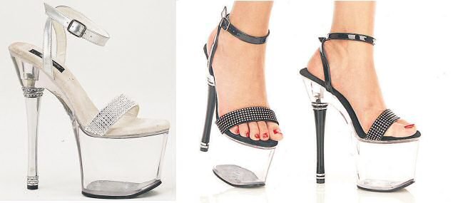 Glamour - Women's Platform Heel with Ankle Buckle and Rhinestone Accents