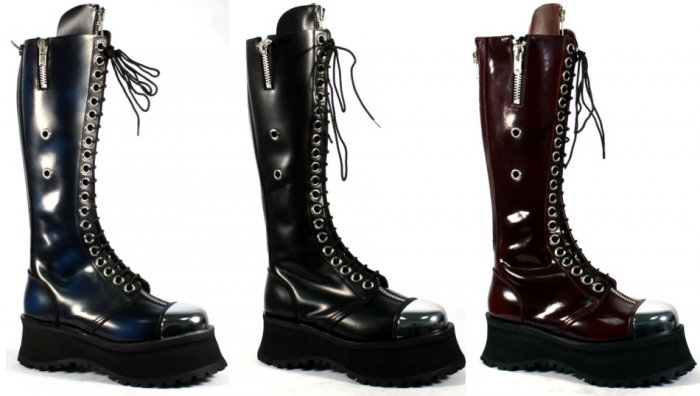 Pole Climber" - Men's Chrome Toe Leather Platform Knee High Boots