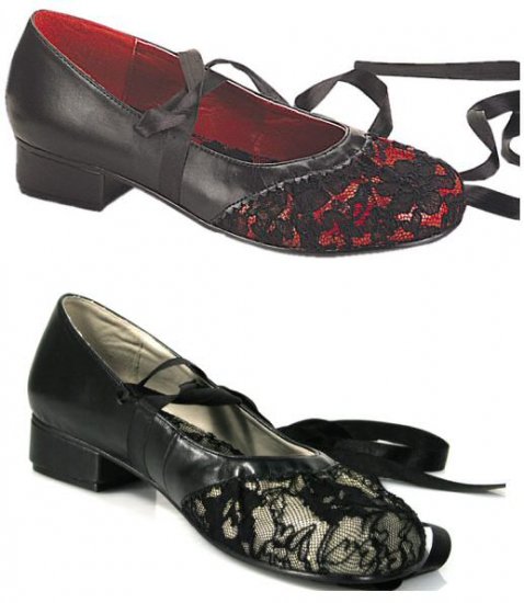 Women's Pleated Shoe with Lace and Ribbon Ties