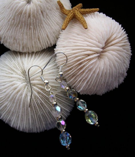 "Purity" AB finish Czech glass earrings
