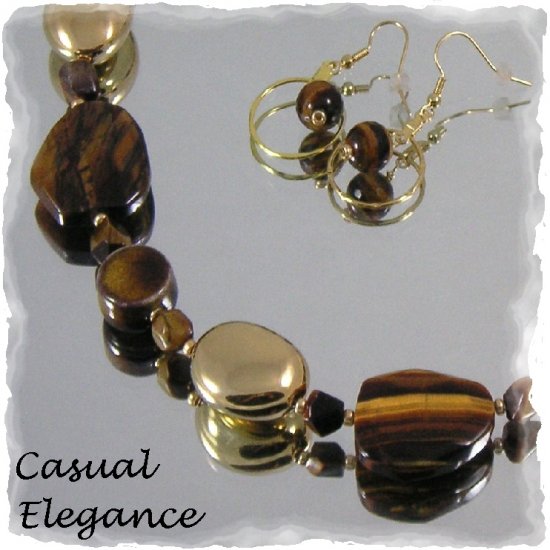 "Golden Tiger" Tiger's eye necklace and earrings