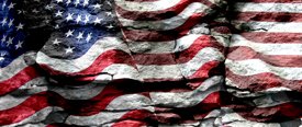 American Flag 2 w/ Rock - Truck Window Perf